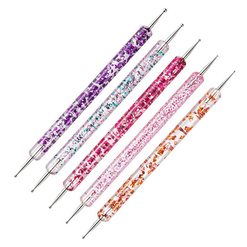 5 kom./komplet Nail Art Dotting Pen Crystal Beads Drška Dual-ended Crtanje Slikanje Rhinestones Alati za Manikuru