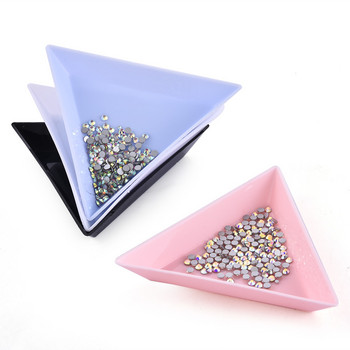 Triangle Plastic Rhinestone Nail Art Storage Box Πιάτο Δίσκος Θήκη δοχείου Κοσμήματα Glitter Cup DIY Decoration Dotting Tool