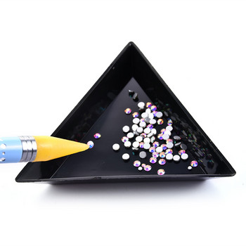 Triangle Plastic Rhinestone Nail Art Storage Box Πιάτο Δίσκος Θήκη δοχείου Κοσμήματα Glitter Cup DIY Decoration Dotting Tool