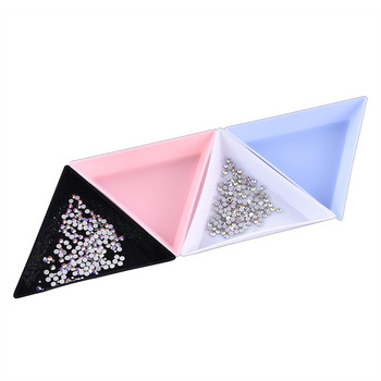 Triangle Plastic Rhinestone Nail Art Storage Box Πιάτο Δίσκος Θήκη δοχείου Κοσμήματα Glitter Cup DIY Decoration Dotting Tool