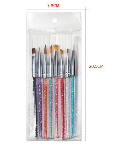 5gab/komplekts Dual End Nail Art Dotting Pen Akrila Zīmēšanas Laineris Ziedu Ota Rhinestone Crystal UV Gel krāsošana Manikīra rīki GJ84