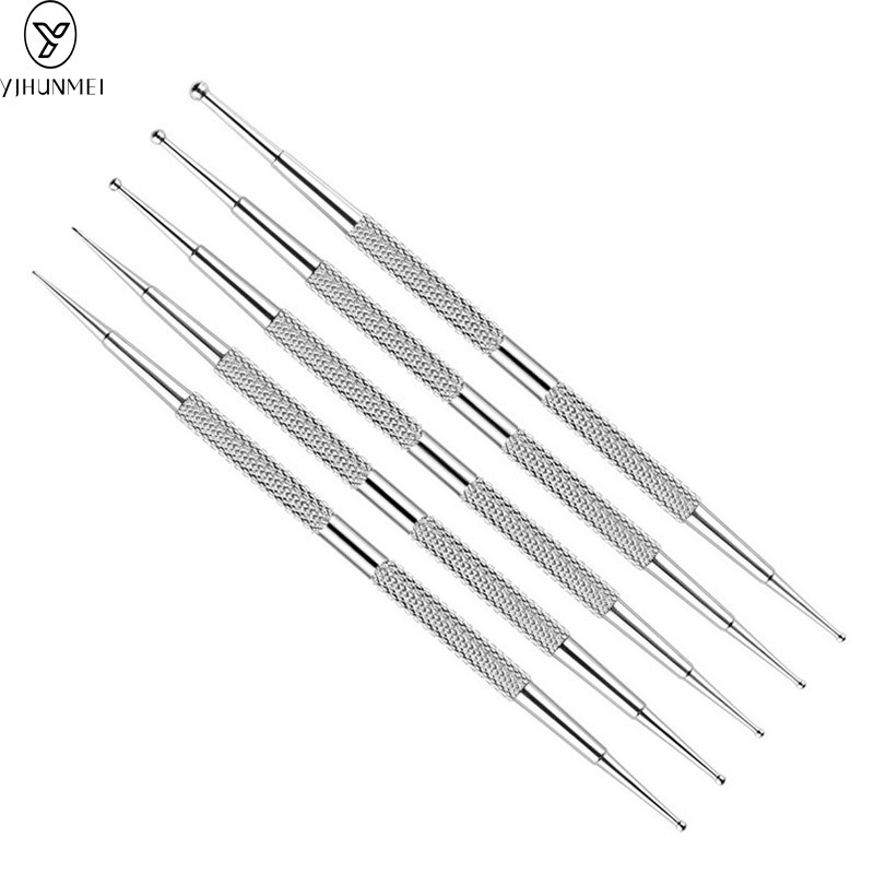 10 rinkinių / partijos Nagų dailės rašiklis Dviejų galų nerūdijančio plieno dizaino tapyba Taškų skynimas Kalnų krištolas Krištolinis Akrilas Manikiūro įrankiai