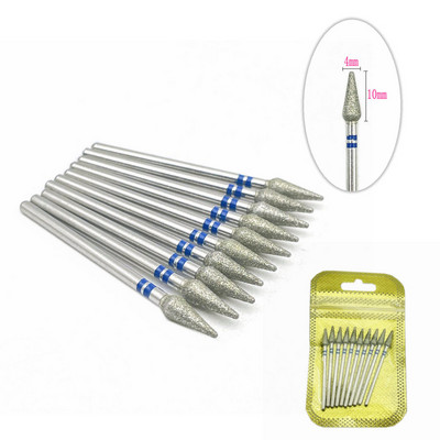 10 tk küünefreesi komplekt Teemantkivist elektriline maniküüri puurid küünepuurid küünenaha puhastusotsakud Burri tarvikud küünekunst