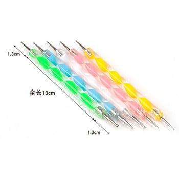 5 τμχ Στυλό με κουκκίδες διπλής κεφαλής Nail Art Drill Nail Point Nail Tools Dot Screw Rod Painting Pens Point Drill Pen