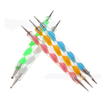 5 τμχ Στυλό με κουκκίδες διπλής κεφαλής Nail Art Drill Nail Point Nail Tools Dot Screw Rod Painting Pens Point Drill Pen