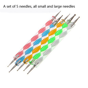 5 τμχ Στυλό με κουκκίδες διπλής κεφαλής Nail Art Drill Nail Point Nail Tools Dot Screw Rod Painting Pens Point Drill Pen