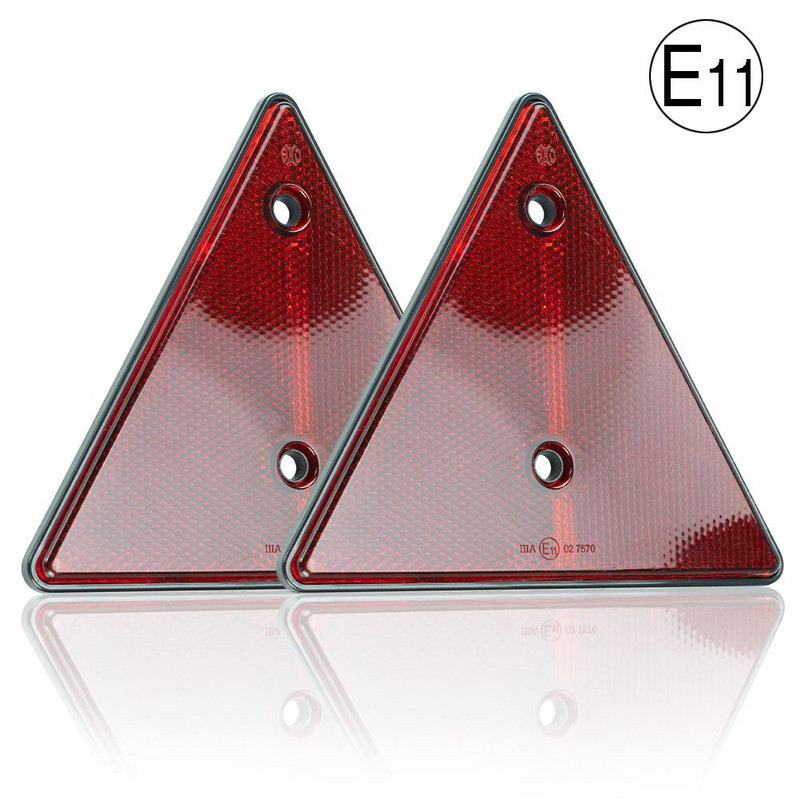 2X piros hátsó fényvisszaverő háromszög fényvisszaverő kapuoszlopokhoz Biztonsági fényvisszaverők csavaros pótkocsihoz motorkerékpár lakókocsi teherautó hajóhoz
