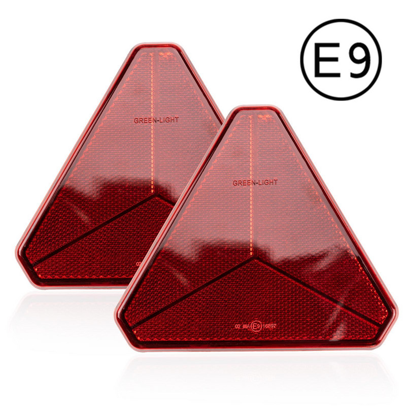 2X piros hátsó fényvisszaverő háromszög fényvisszaverő kapuoszlopokhoz Biztonsági fényvisszaverők csavaros pótkocsihoz motorkerékpár lakókocsi teherautó hajóhoz