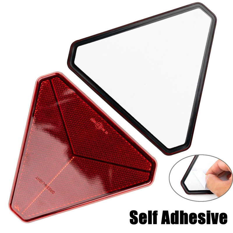 2X piros hátsó fényvisszaverő háromszög fényvisszaverő kapuoszlopokhoz Biztonsági fényvisszaverők csavaros pótkocsihoz motorkerékpár lakókocsi teherautó hajóhoz