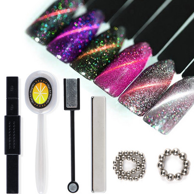 Magic Cat Eye Nail Art Magnet Stick Board 3D Line Strip Effect Силна магнитна писалка топки за гел лак за нокти Направи си сам инструмент 1612