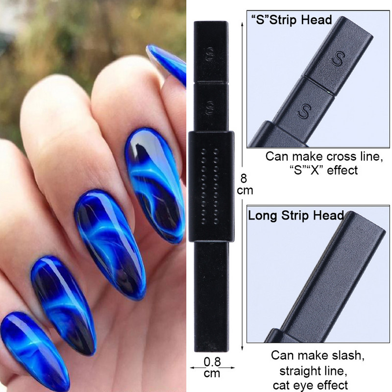 Magic Cat Eye Nail Art Magnet Stick Board 3D Line Strip Effect Jaka magnetna olovka Kuglice za gel lak za nokte DIY Alat 1612