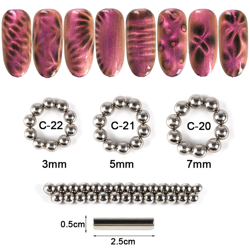 Magic Cat Eye Nail Art Magnet Stick Board 3D Line Strip Effect Jaka magnetna olovka Kuglice za gel lak za nokte DIY Alat 1612