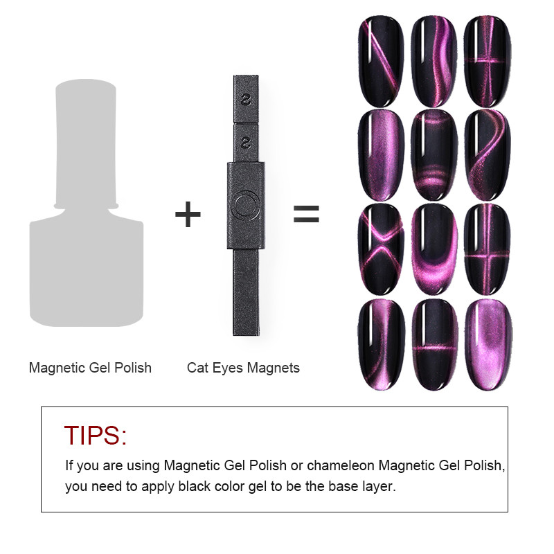 Mágneses Nail Art Stick 3D Cat Eyes Effect Erős Mágneses Board Festés Gél Körömlakk Manikűr eszköz Macskaszem gél púder