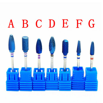 7 вида сини волфрамови карбидни борчета с нано покритие за нокти Бормашина за зъби Стоматологичен син волфрамов карбид Полираща машина Инструменти за дентален педикюр