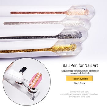 1Pcs Nail Art Bullion Pen Steel Pen Tool Pick Up Small Ball Caviar Diameter Steel Beads Accessories Dotting Tool