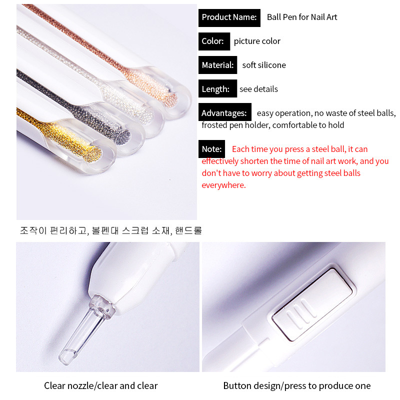 1kom Nail Art Bullion Pen Alat za čelične olovke Pick Up Mala kuglica Promjer kavijara Čelične perle Dodaci Alat za točkice