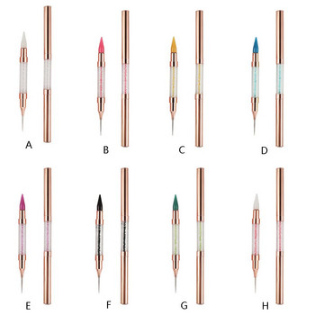 1PC Акрилна Meta двустранна писалка за нокти, кристални мъниста, дръжка, кристали, шипове Избор на восъчен молив, маникюр, инструмент за ноктопластика