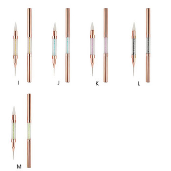 1PC Акрилна Meta двустранна писалка за нокти, кристални мъниста, дръжка, кристали, шипове Избор на восъчен молив, маникюр, инструмент за ноктопластика