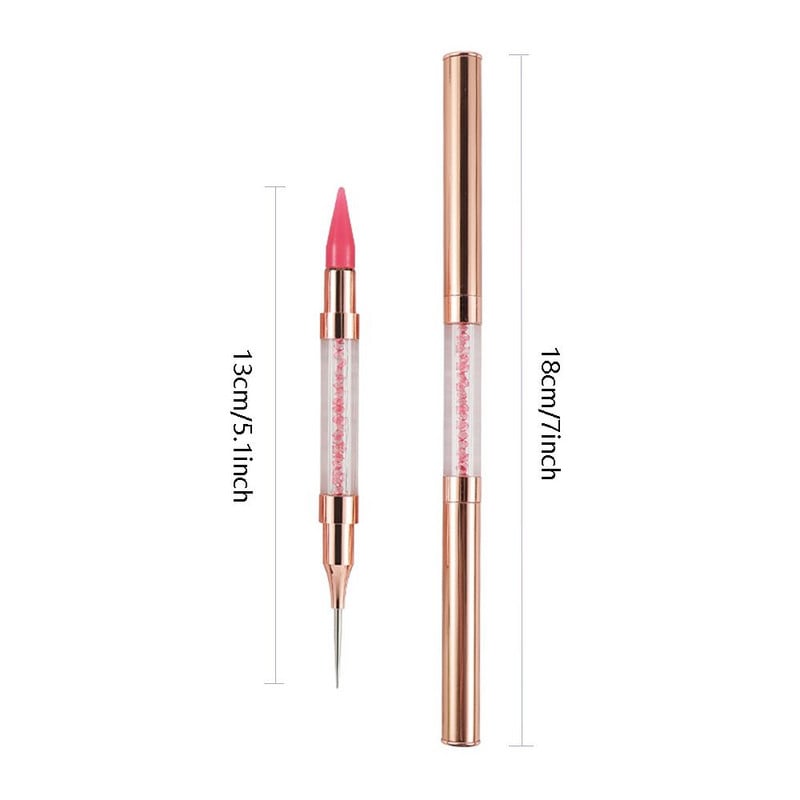 1PC Akrilna Meta dvostruka olovka za šaranje noktiju Crystal Beads Drška za čavle sa vještačkim dijamantima Picker Voštana olovka Alat za manikuru Nail Art