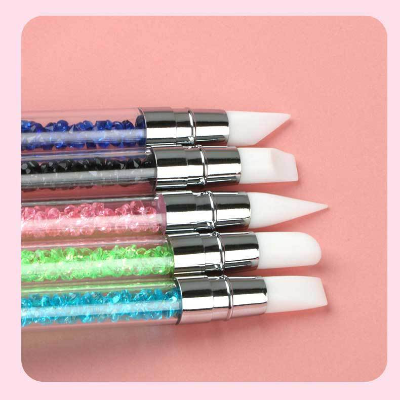 Kétvégű Nail Art szilikon szobor toll 3D faragás barkácsolás csillámpor manikűr festés pontozó ecset körömcsúcs eszköz