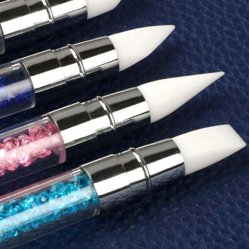Kétvégű Nail Art szilikon szobor toll 3D faragás barkácsolás csillámpor manikűr festés pontozó ecset körömcsúcs eszköz