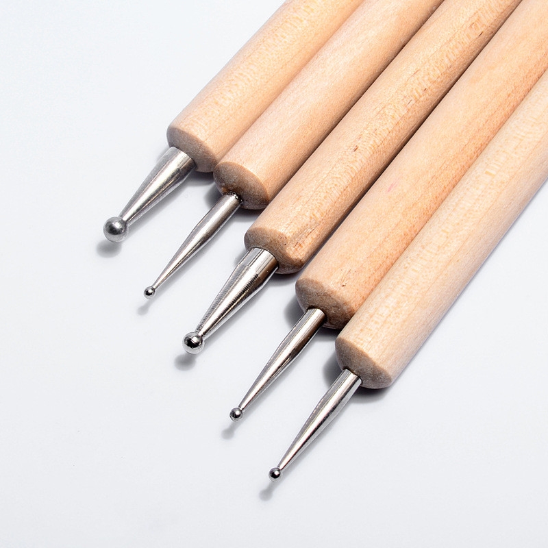 5 kom/kompleta Olovka za crtanje noktiju s dvoglavom drvenom motkom za crtanje slika UV gelom Set četkica za crtanje noktiju Alati za šaranje