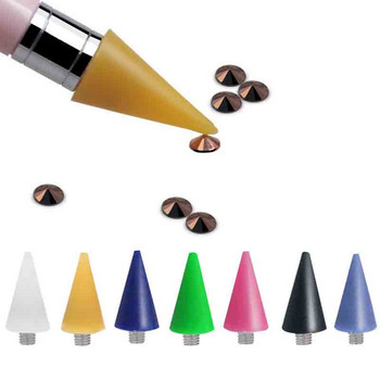 ANGNYA 4Pcs Сменяеми нокти Dotting Wax Pencil Head Nail Rhinestones Beads Picker Самозалепващи се инструменти за събиране на връхчета за нокти с кутия
