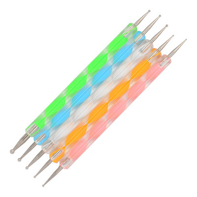 5db Nail Art Pöttyös tollak Köröm 2 út Fúrópont Köröm Szerszámok Pont márványozás Festés Rajzlakk