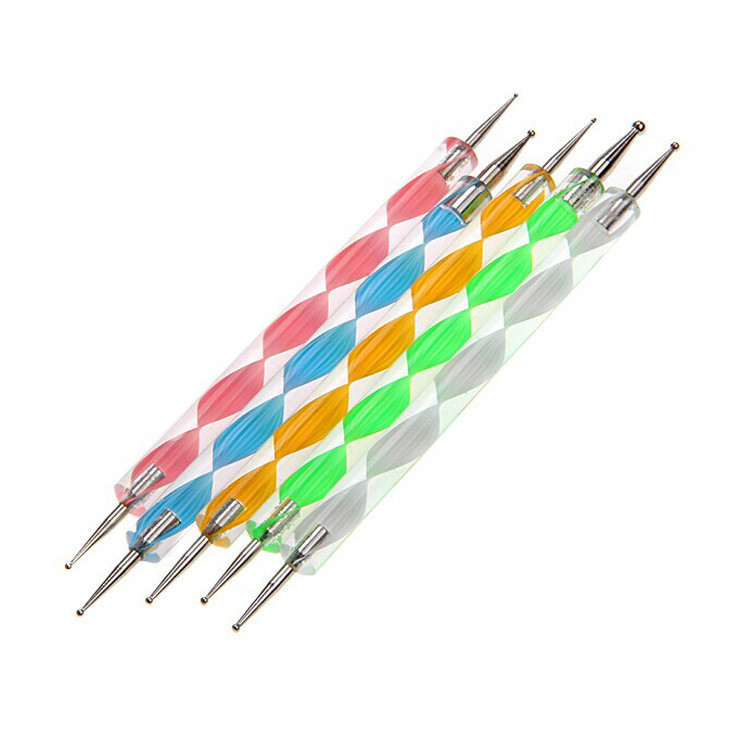 5db Nail Art Pöttyös tollak Köröm 2 út Fúrópont Köröm Szerszámok Pont márványozás Festés Rajzlakk