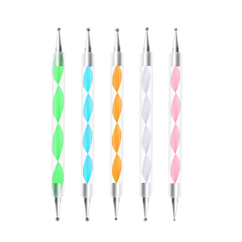5db Nail Art Pöttyös tollak Köröm 2 út Fúrópont Köröm Szerszámok Pont márványozás Festés Rajzlakk