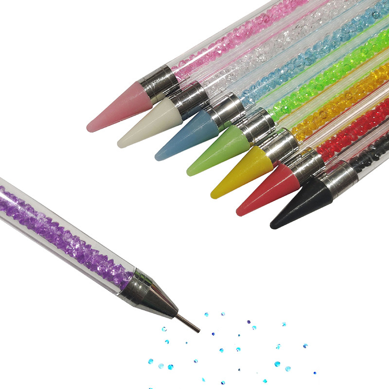 1PC Dvostruke glave Akrilna metalna voštana olovka sa kamenčićima Birač dragulja Birač kristala Nail Art Studs Dotter DIY alati za svrdla