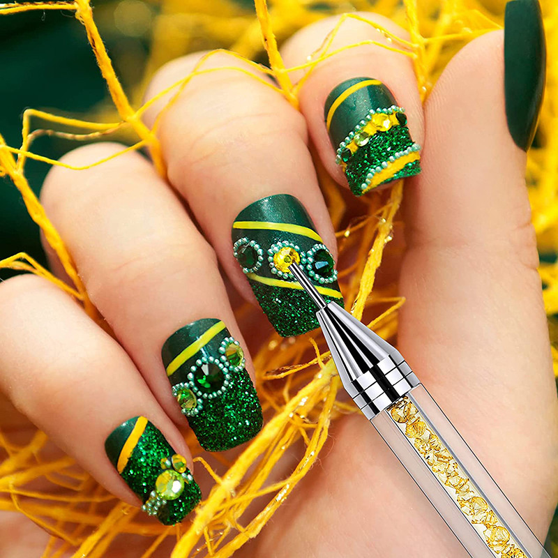 1PC Dvostruke glave Akrilna metalna voštana olovka sa kamenčićima Birač dragulja Birač kristala Nail Art Studs Dotter DIY alati za svrdla