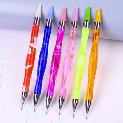 1kom Dvostruka olovka za crtanje noktiju s mramoriranim dijamantima za biranje dragulja za alat za crtanje noktiju DIY Dotting Tool Olovka za bušenje sa kamenčićima