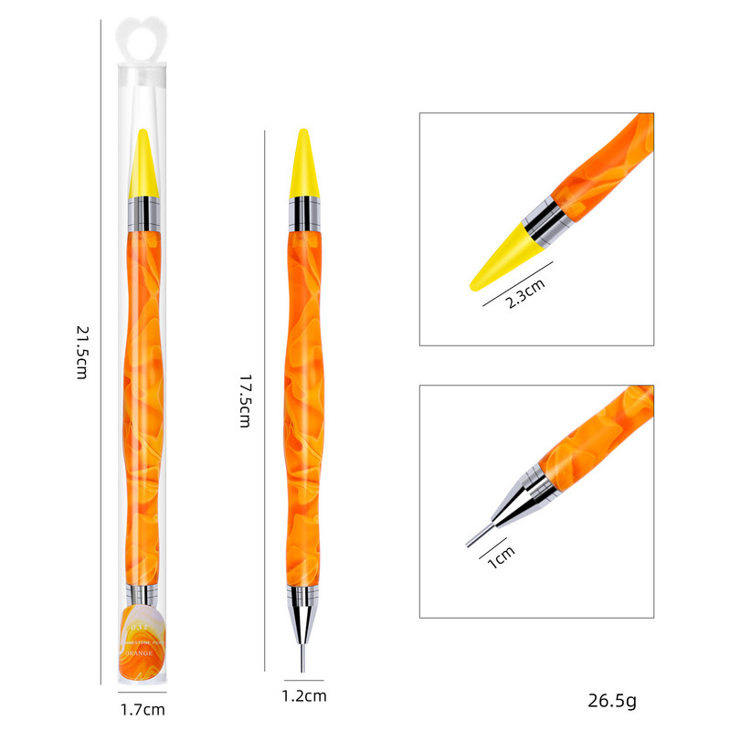 1kom Dvostruka olovka za crtanje noktiju s mramoriranim dijamantima za biranje dragulja za alat za crtanje noktiju DIY Dotting Tool Olovka za bušenje sa kamenčićima