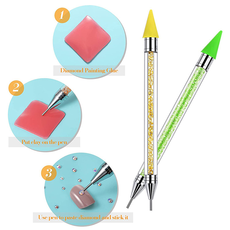 1 KOM Olovka za biranje vještačkih dijamanata Dvostruka olovka za biranje vještačkih dijamanata, kristali, klinovi, alat za biranje dragulja, voštana olovka, alat za ukrašavanje noktiju DIY