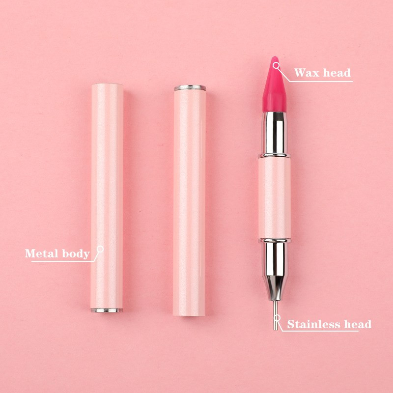 1vnt profesionalus deimantinis taškavimo rašiklis kristalinis rašiklis iš nerūdijančio plieno + vaškas dviejų galų kristalų rinkimo rašiklis Dviejų galų kalnų krištolas