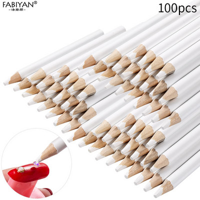 Drvo Nail Art Voštana olovka Olovka Rhinestones Birač dragulja Alati za točkanje kristala Ukrasi za manikuru DIY Salon Bijela 10/30/50/100kom