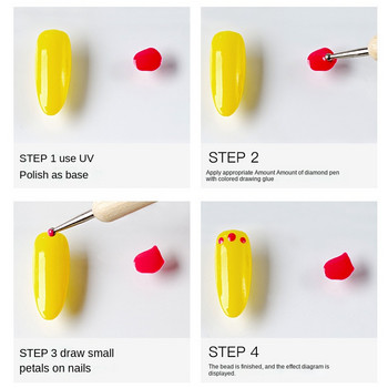 5 бр. Професионални 2 начина писалка за рисуване на нокти Дървена стомана Направи си сам химикалки за пунктиране Стрази Избор на скъпоценни камъни Инструменти за маникюр