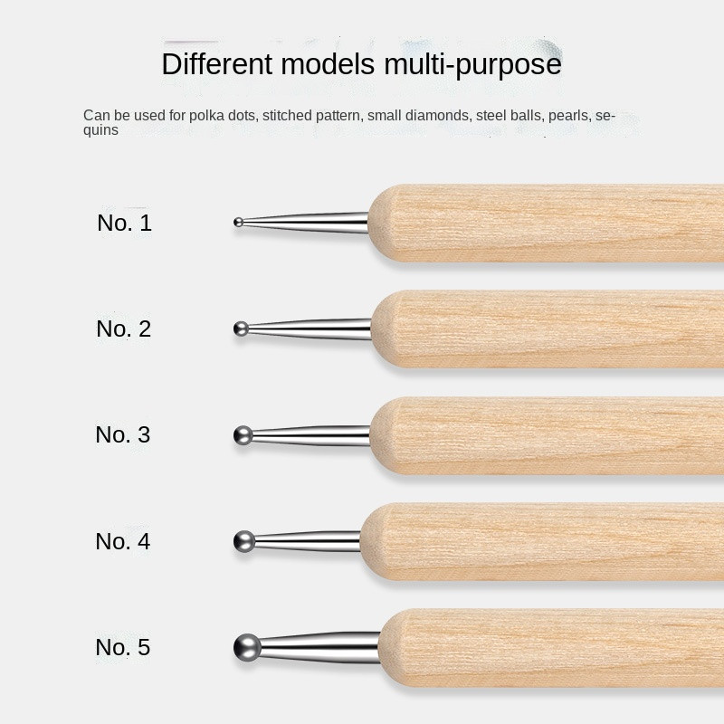 5pc profesionalna dvosmjerna olovka za crtanje noktiju Drveni čelik DIY olovke za šaranje sa kamenčićima Alati za manikuru Birač dragulja