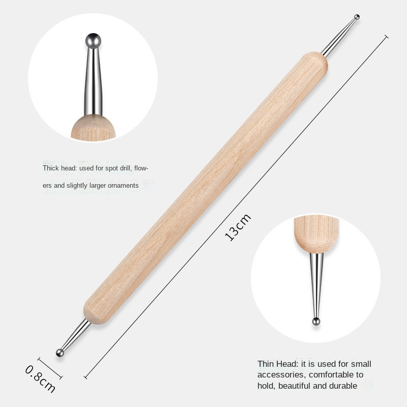 5pc profesionalna dvosmjerna olovka za crtanje noktiju Drveni čelik DIY olovke za šaranje sa kamenčićima Alati za manikuru Birač dragulja