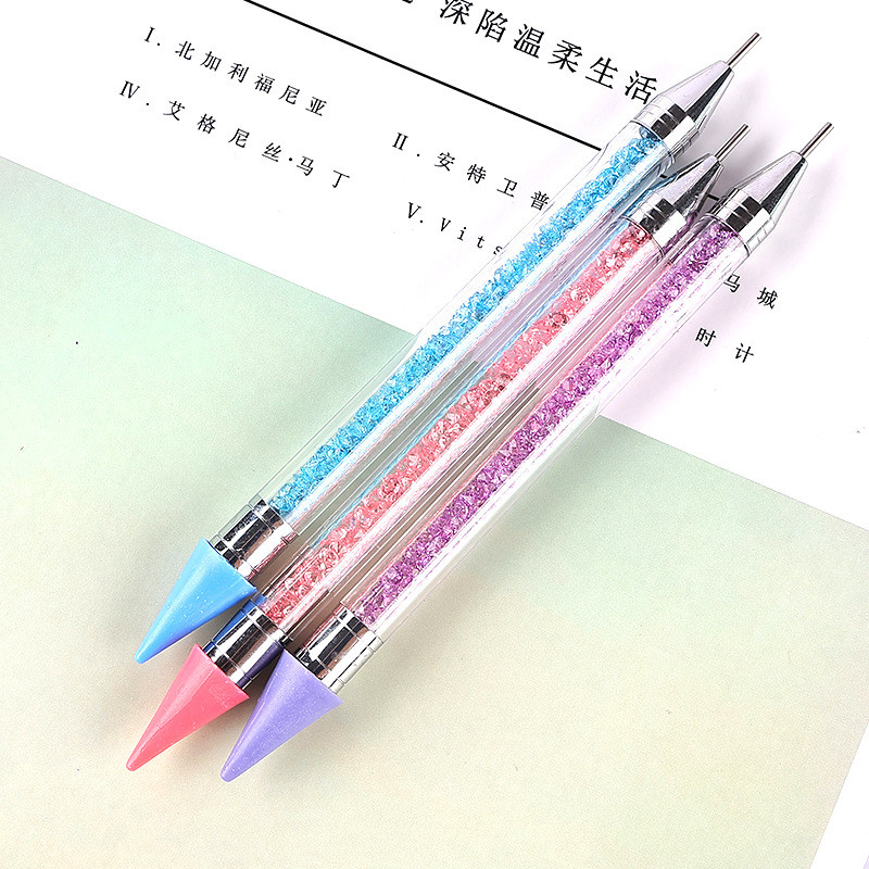 1PC Dvostruke glave Akrilna metalna voštana olovka sa kamenčićima Birač dragulja Birač kristala Nail Art Studs Dotter DIY alati za svrdla