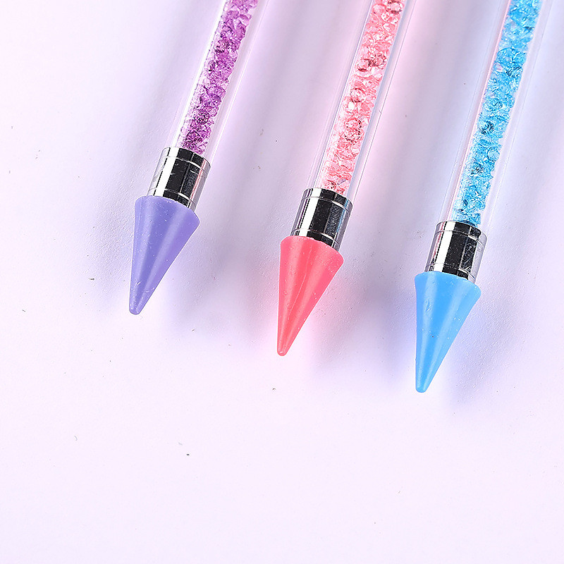 1PC Dvostruke glave Akrilna metalna voštana olovka sa kamenčićima Birač dragulja Birač kristala Nail Art Studs Dotter DIY alati za svrdla