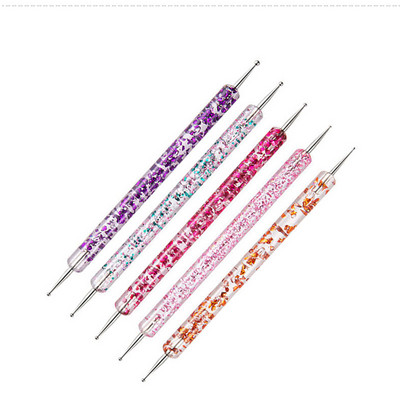 5PC/Pakiranje Dijamantna akrilna olovka s dvostranom šiljkom Pointer olovka Nail Art Rhinestone Take Crayon Crystal Handle Alat