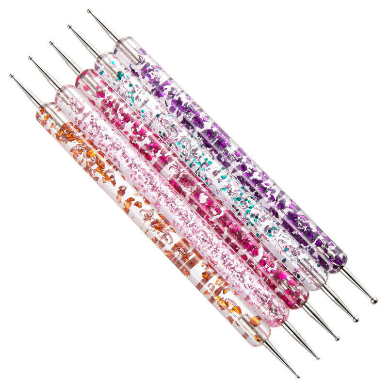 5PC/Pakiranje Dijamantna akrilna olovka s dvostranom šiljkom Pointer olovka Nail Art Rhinestone Take Crayon Crystal Handle Alat