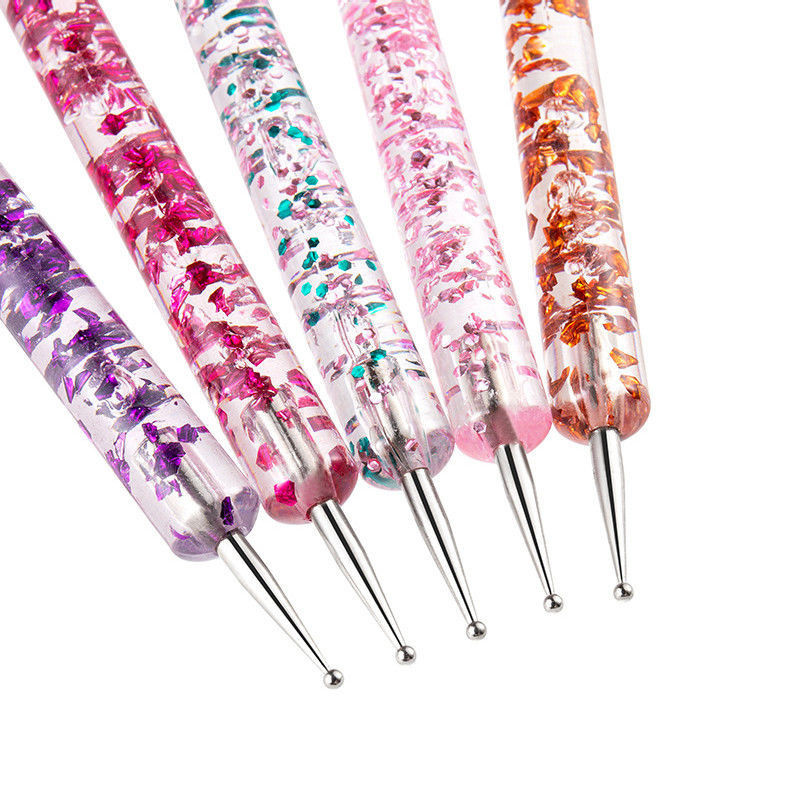 5PC/Pakiranje Dijamantna akrilna olovka s dvostranom šiljkom Pointer olovka Nail Art Rhinestone Take Crayon Crystal Handle Alat
