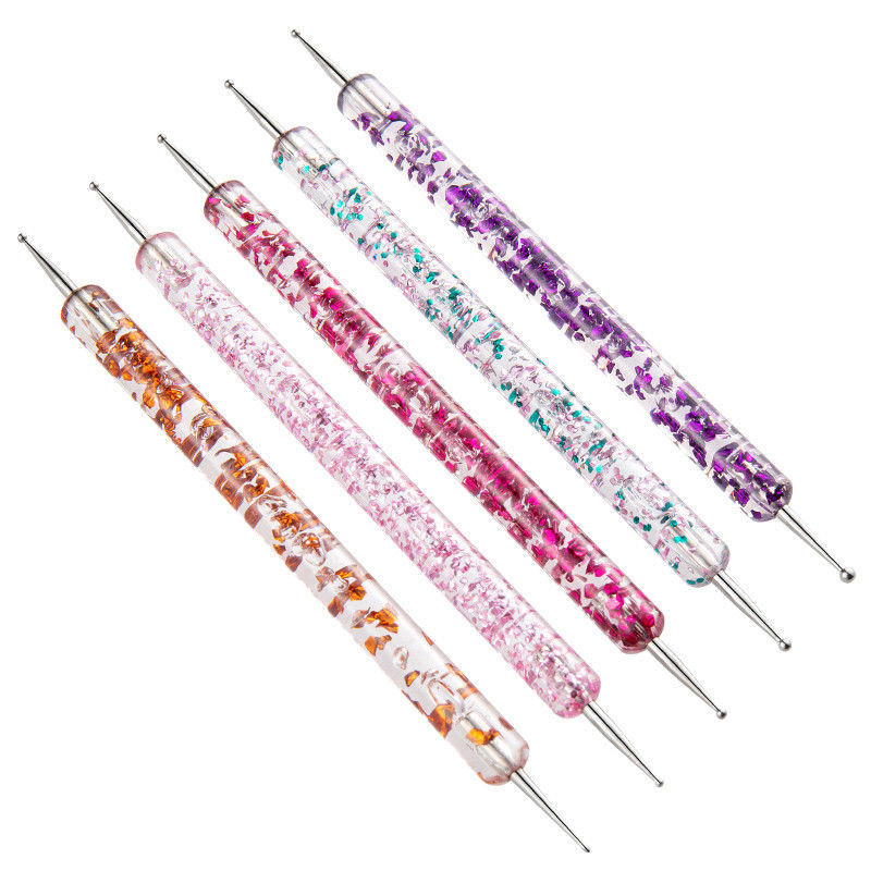 5PC/Pakiranje Dijamantna akrilna olovka s dvostranom šiljkom Pointer olovka Nail Art Rhinestone Take Crayon Crystal Handle Alat