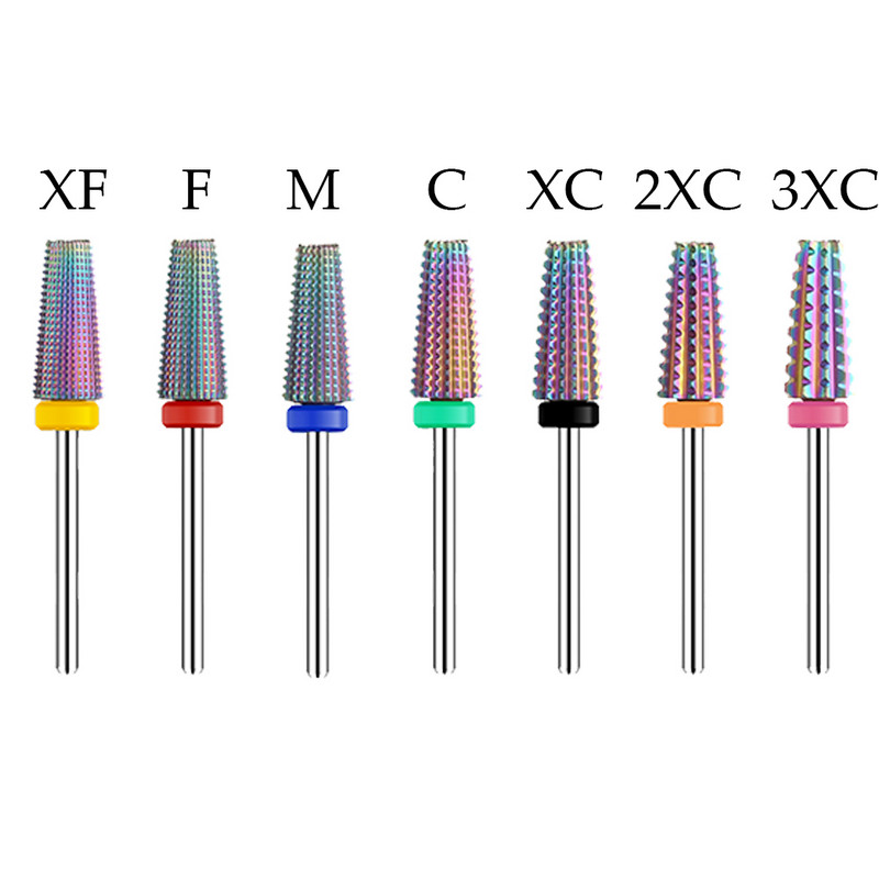 Ljubičasta 5 u 1 konusna karbidna svrdla za nokte Svrdla Glodalo za manikuru Uklanjanje gela Acylics Nails Accessories Alat