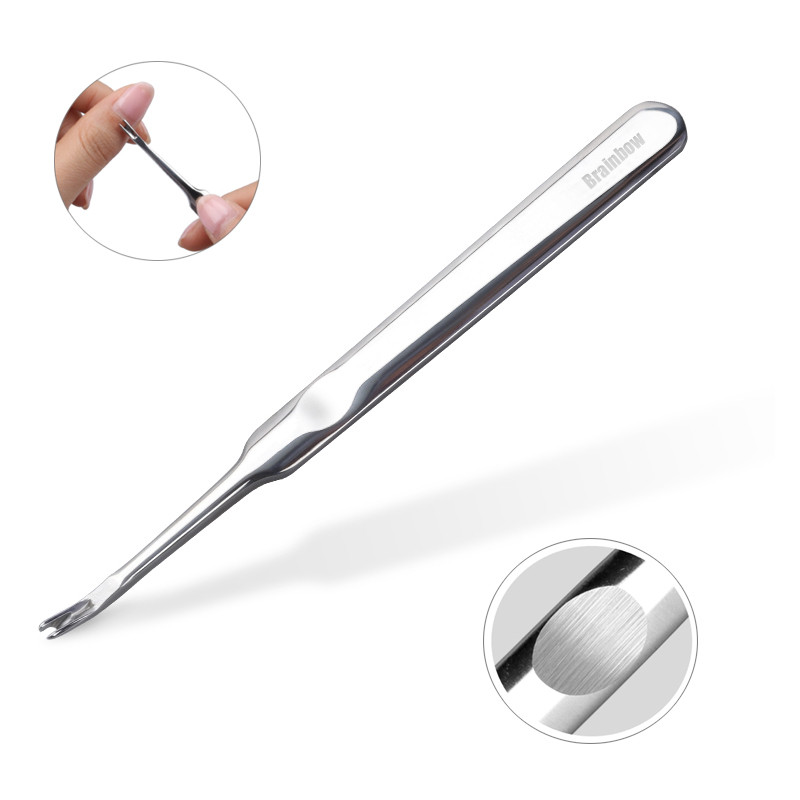 Brainbow 1tk Cuticle Pusher Professionaalne roostevabast terasest küünenaha eemaldaja Callus Dead Skin Fork küünte maniküüri pediküüri tööriistad