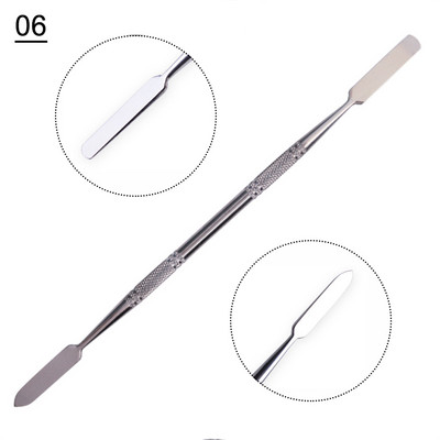 1 gab. Divu galu kutikulas Nails Pusher Dead Skin Remover Pedikīrs Nerūsējošā tērauda kopšanas nagu instruments Manikīra piederumi NL1-9