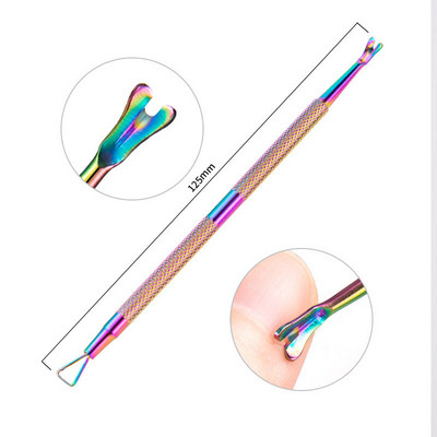 1 gab. Nerūsējošā tērauda kutikulas karotes stūmējdakša Dead Skin Nail Art UV gēla laka noņemšanas manikīra kopšanas tīrīšanas rīks